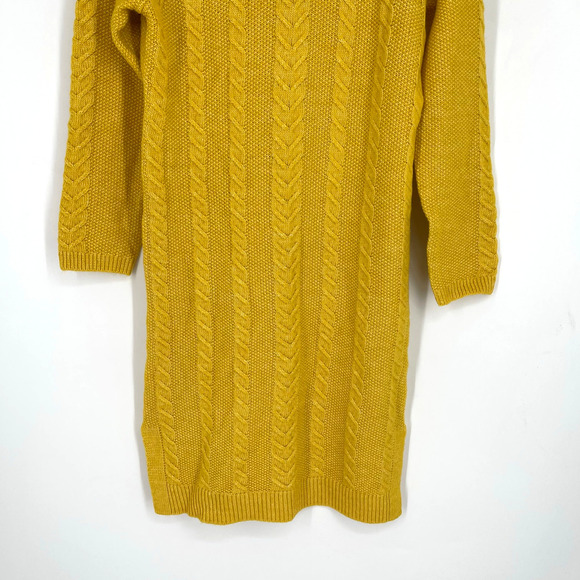 Ann Taylor Cable Knit Sweater Dress Medium Turtleneck Golden Yellow NWT - Picture 6 of 10